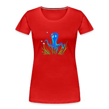 poulpe animal de mer symbole bleu - T-shirt bio Premium Femme - rouge - Devant - Mia (176cm)