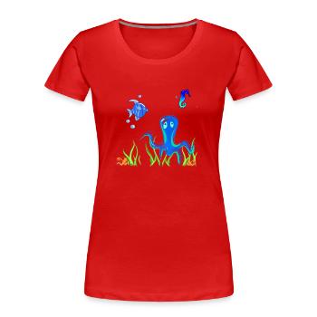 biologie sous-marine des animaux marins t - T-shirt bio Premium Femme - rouge - Devant - Mia (176cm)