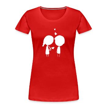 liebespaar cartoon liebe Valentinstag - Frauen Premium Bio T-Shirt - Rot - Vorne - Mia (176cm)