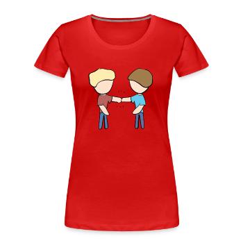 Kumpels Freunde Freundschaft Zusammenhalt - Frauen Premium Bio T-Shirt - Rot - Vorne - Mia (176cm)