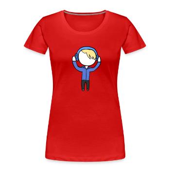 Écouter de la musique Young Man Headphones - T-shirt bio Premium Femme - rouge - Devant - Mia (176cm)