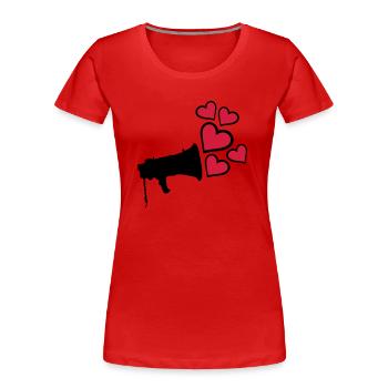 Liebe Megafon Herzen Design - Frauen Premium Bio T-Shirt - Rot - Vorne - Mia (176cm)