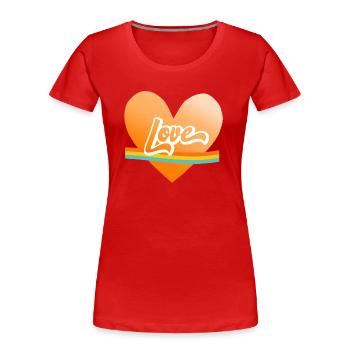 Orange heart love retro style - Frauen Premium Bio T-Shirt - Rot - Vorne - Mia (176cm)