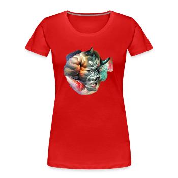 Oni Monstre Japonais - T-shirt bio Premium Femme - rouge - Devant - Mia (176cm)