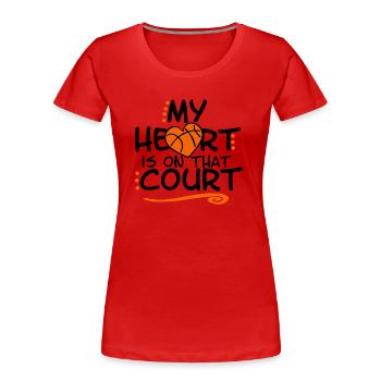 Mein Herz ist auf diesem Platz - Frauen Premium Bio T-Shirt - Rot - Vorne - Mia (176cm)