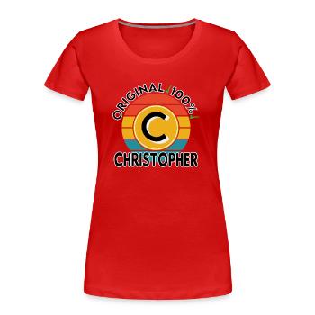 Christopher - Frauen Premium Bio T-Shirt - Rot - Vorne - Mia (176cm)