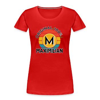 Maximilian - Frauen Premium Bio T-Shirt - Rot - Vorne - Mia (176cm)