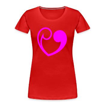 Virgule cardiaque - T-shirt bio Premium Femme - rouge - Devant - Mia (176cm)