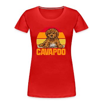 Cavapoo Cavoodle Capoodle Chien - T-shirt bio Premium Femme - rouge - Devant - Mia (176cm)