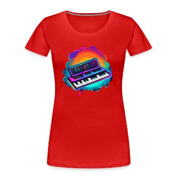 Keyboarder Synthwave 80s Geschenk - Frauen Premium Bio T-Shirt - Rot - Vorne - Mia (176cm)