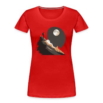 Randonneurs au clair de lune dans les montagnes - T-shirt bio Premium Femme - rouge - Devant - Mia (176cm)
