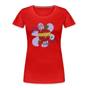 Apfel wird gebissen - Frauen Premium Bio T-Shirt - Rot - Vorne - Mia (176cm)