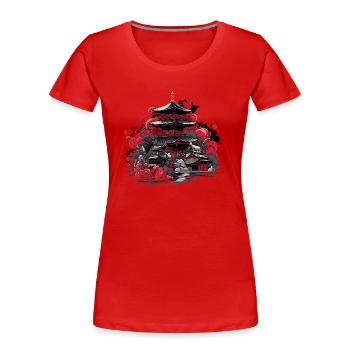 Japon Temple japonais Nihon - T-shirt bio Premium Femme - rouge - Devant - Mia (176cm)