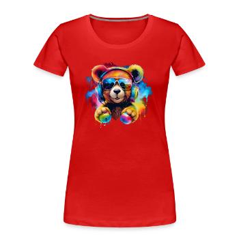 Ours cadeau mignon avec casque, style joueur - T-shirt bio Premium Femme - rouge - Devant - Mia (176cm)