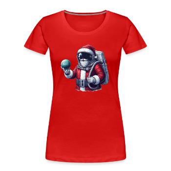 Astronaut Santa Claus Gift Idea - Women's Premium Organic T-Shirt - red - Front - Mia (176cm)
