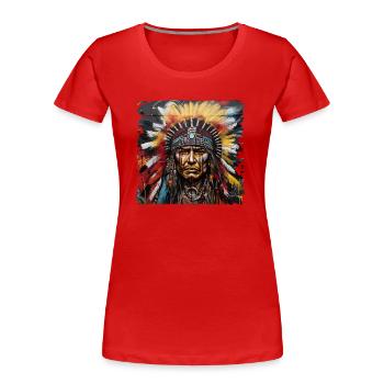 Indianer Häuptling Design Indianer Kopfschmuk - Frauen Premium Bio T-Shirt - Rot - Vorne - Mia (176cm)