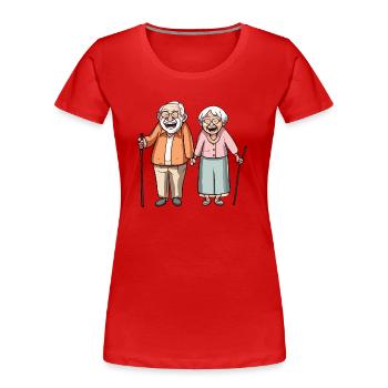 Zwei Senioren im Rentenalter - Frauen Premium Bio T-Shirt - Rot - Vorne - Mia (176cm)
