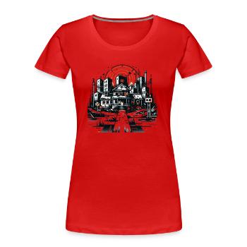 Urbex Essence: Vector Abandoned Buildings - Women's Premium Organic T-Shirt - red - Front - Mia (176cm)
