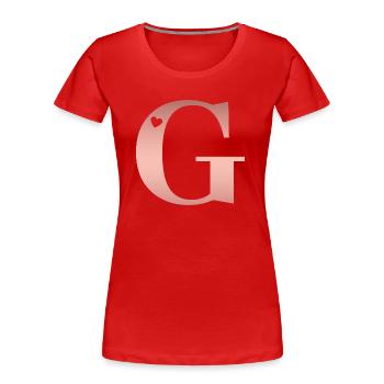 Buchstabe G Roségold - Frauen Premium Bio T-Shirt - Rot - Vorne - Mia (176cm)