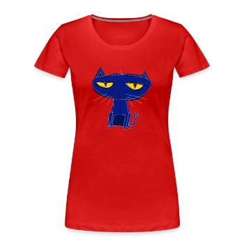 chat bleu triste - T-shirt bio Premium Femme - rouge - Devant - Mia (176cm)