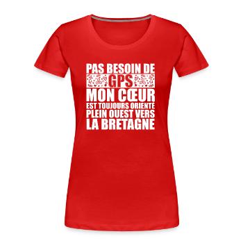 BRETON - T-shirt bio Premium Femme - rouge - Devant - Mia (176cm)