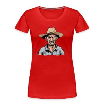Paysan énervé n°1 - T-shirt bio Premium Femme - rouge - Devant - Mia (176cm)