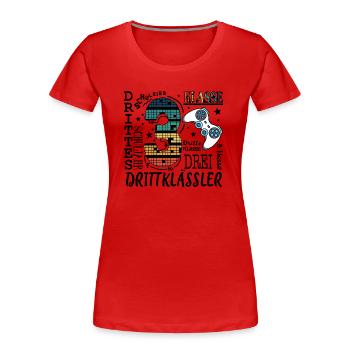 3. Klasse Gaming - Frauen Premium Bio T-Shirt - Rot - Vorne - Mia (176cm)