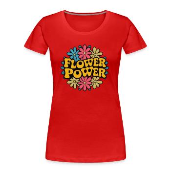 Flower Power 1960 & 1970 rétro des années 60 des années 70 groovy - T-shirt bio Premium Femme - rouge - Devant - Mia (176cm)