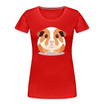 Cochon d’Inde Mignon Marron Blanc - T-shirt bio Premium Femme - rouge - Devant - Mia (176cm)