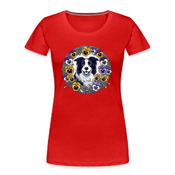 Border Collie - Frauen Premium Bio T-Shirt - Rot - Vorne - Mia (176cm)