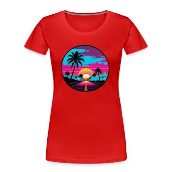 Blauer Himmel Sonnenuntergang Strand Straße Fahrt. - Frauen Premium Bio T-Shirt - Rot - Vorne - Mia (176cm)