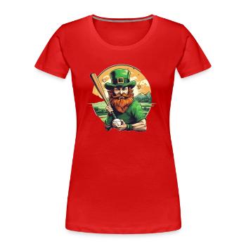 St. Patrick’s Day Shamrock Baseball - T-shirt bio Premium Femme - rouge - Devant - Mia (176cm)