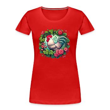 Coq - T-shirt bio Premium Femme - rouge - Devant - Mia (176cm)