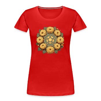 Retro-Pentagramm - Frauen Premium Bio T-Shirt - Rot - Vorne - Mia (176cm)