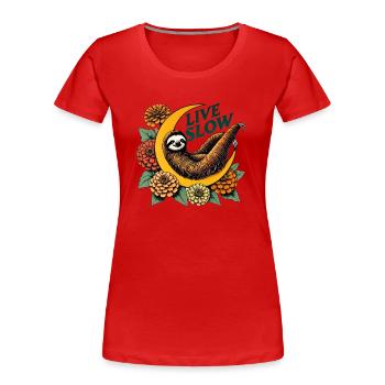Paresseux lent en direct - T-shirt bio Premium Femme - rouge - Devant - Mia (176cm)