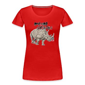 Droits des animaux // Rhinocéros - T-shirt bio Premium Femme - rouge - Devant - Mia (176cm)