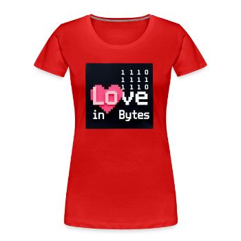 Liebe in Bytes Pixel Art - Frauen Premium Bio T-Shirt - Rot - Vorne - Mia (176cm)