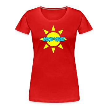 BONNES VIBRATIONS - T-shirt bio Premium Femme - rouge - Devant - Mia (176cm)