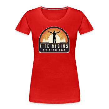 Mountain Sports Hiking Adventure Nature. Funny sayings - Women's Premium Organic T-Shirt - red - Front - Mia (176cm)