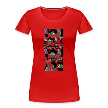 Einzigartig - Frauen Premium Bio T-Shirt - Rot - Vorne - Mia (176cm)