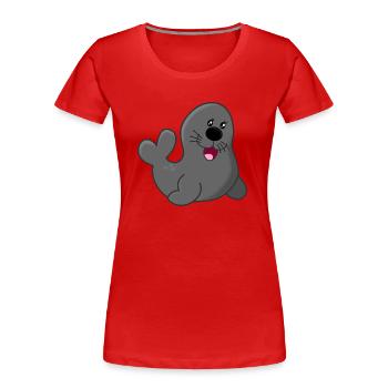 Seehund - Frauen Premium Bio T-Shirt - Rot - Vorne - Mia (176cm)