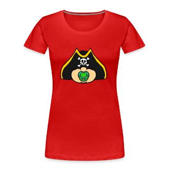 Pirate - T-shirt bio Premium Femme - rouge - Devant - Mia (176cm)