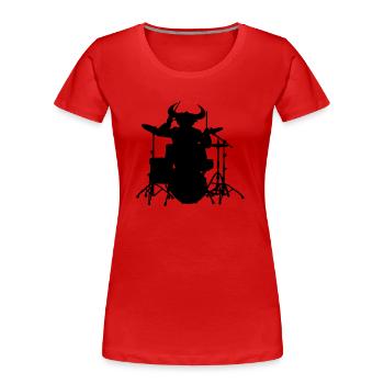 batteur - T-shirt bio Premium Femme - rouge - Devant - Mia (176cm)