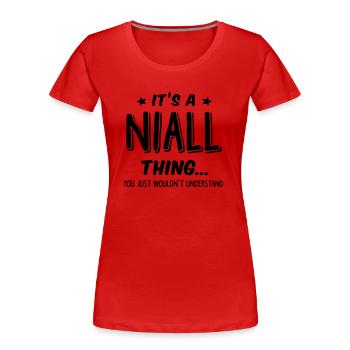 niall its a name thing - Women's Premium Organic T-Shirt - red - Front - Mia (176cm)