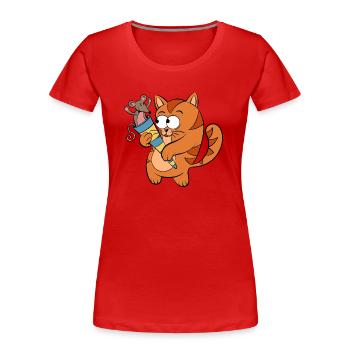 Petit chaton d’école - T-shirt bio Premium Femme - rouge - Devant - Mia (176cm)