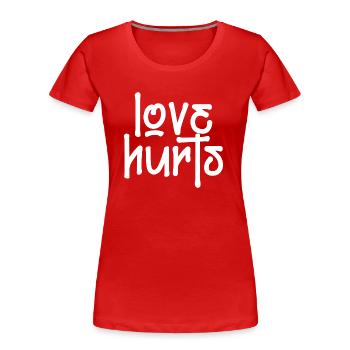 l’amour blesse l’amour police drôle dire - T-shirt bio Premium Femme - rouge - Devant - Mia (176cm)