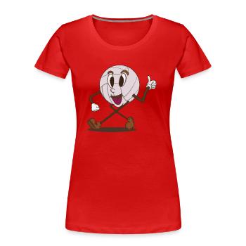 Funky Volley Ball süße Zeichentrickfigur Walking - Frauen Premium Bio T-Shirt - Rot - Vorne - Mia (176cm)