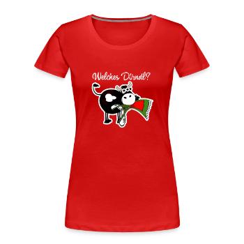 dirndl,welches dirndl,kuh, volksfest - Frauen Premium Bio T-Shirt - Rot - Vorne - Mia (176cm)