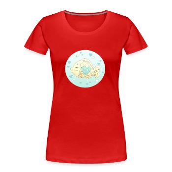 Poisson bleu - T-shirt bio Premium Femme - rouge - Devant - Mia (176cm)