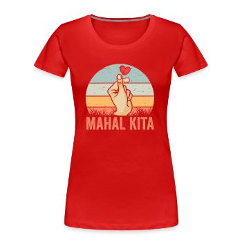 Mahal Kita Retro Pinoy Finger Heart For A Filipino - Women's Premium Organic T-Shirt - red - Front - Mia (176cm)